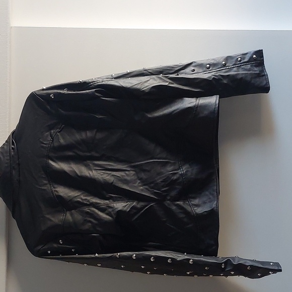 New Faux leather Studded Jacket M Bikercore Moto Punk Metal - Picture 6 of 7
